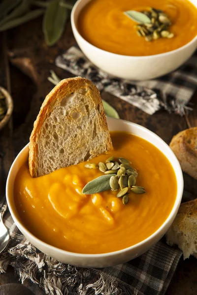 Hemgjord hösten Butternut Squash soppa — Stockfoto