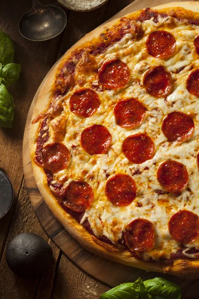 Heiße hausgemachte Pepperoni Pizza — Stockfoto