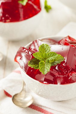 Ev yapımı kırmızı kiraz jelatin tatlı