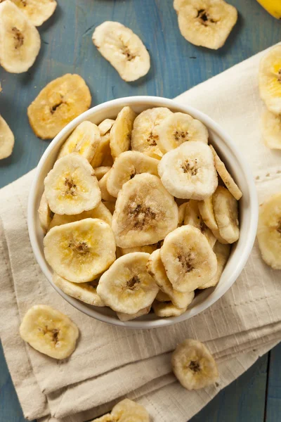 Homemade Dehydrated Banana Chips — Stock Photo, Image