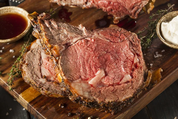 Hemgjord gräs utfodras Prime Rib steken — Stockfoto