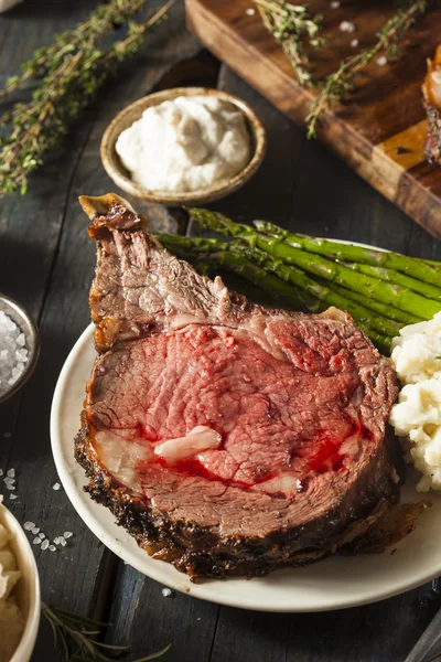 Homemade Grass Fed Prime Rib Roast — Stock Photo, Image