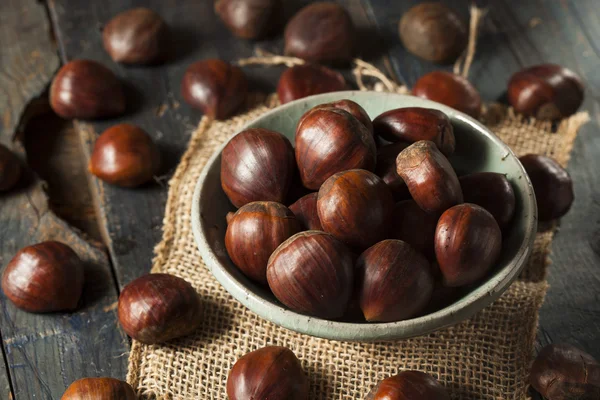 Raw Organic Brown Chestnuts — Stock Photo, Image