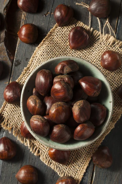 Raw Organic Brown Chestnuts — Stock Photo, Image