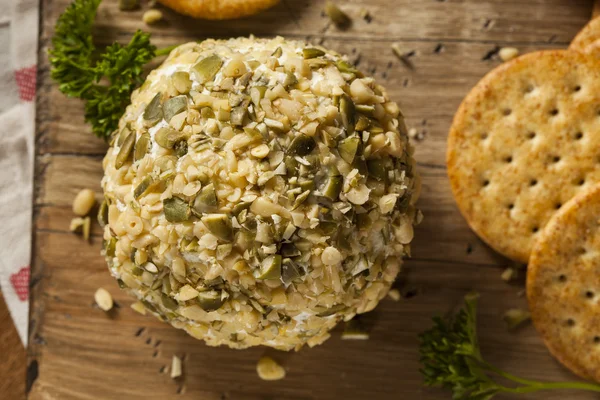 Bola de queso casera con frutos secos —  Fotos de Stock