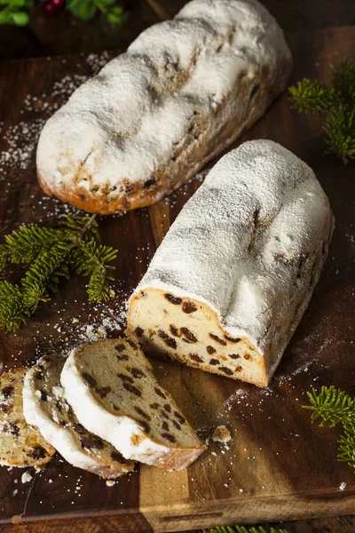Festive Christmas German Stollen Bread — Stock Photo, Image