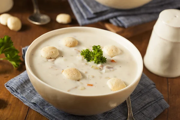 Homemade New England Clam Chowder — Stock Photo, Image