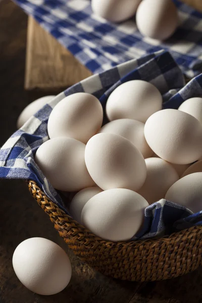 Råa ekologiska vita ägg — Stockfoto