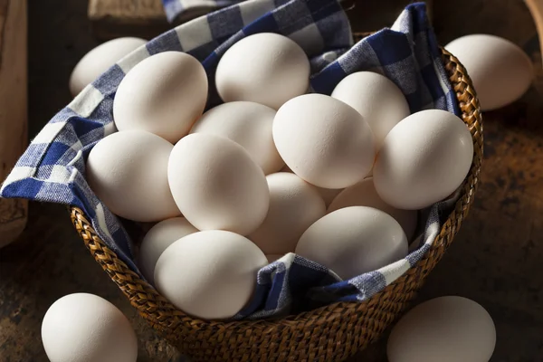 Surové organické bílé vejce — Stock fotografie