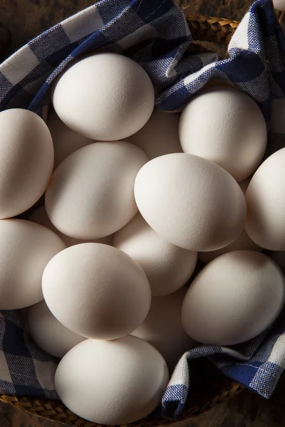 Råa ekologiska vita ägg — Stockfoto