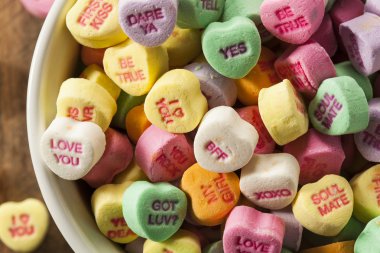 renkli şeker konuşma Kalpler