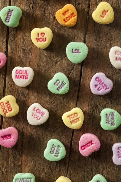 Fargerik Candy Conversation Hearts – stockfoto