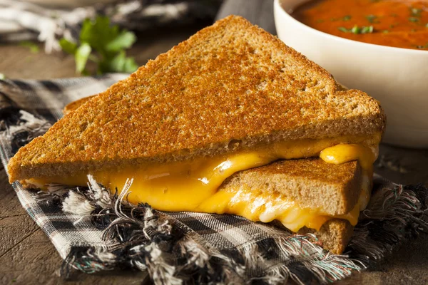 Homemade Grilled Cheese with Tomato Soup — Stock Photo, Image