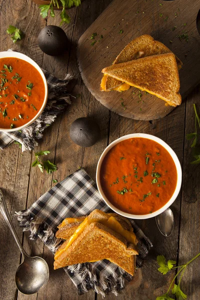 Homemade Grilled Cheese with Tomato Soup — Stock Photo, Image