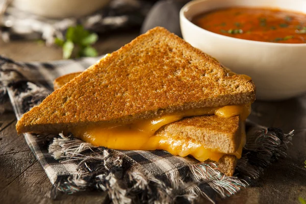 Homemade Grilled Cheese with Tomato Soup — Stock Photo, Image