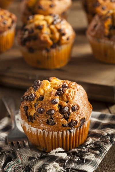 Huisgemaakte chocolade chip muffins — Stockfoto