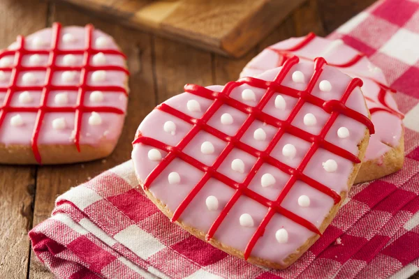 Hausgemachte rosa Valentinstag-Plätzchen — Stockfoto