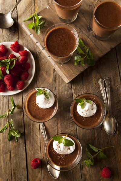 Zelfgemaakte donkere chocolade Mousse — Stockfoto