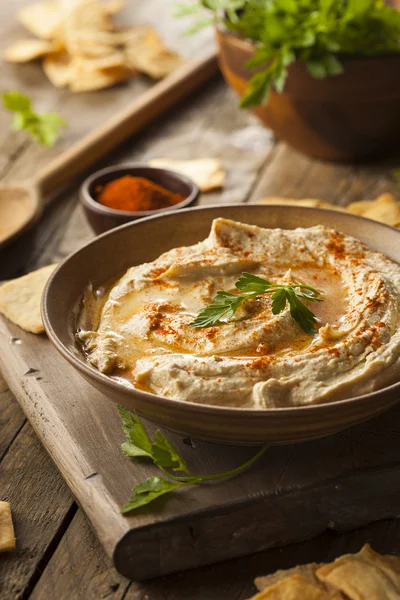 Hummus cremoso casero sano — Foto de Stock