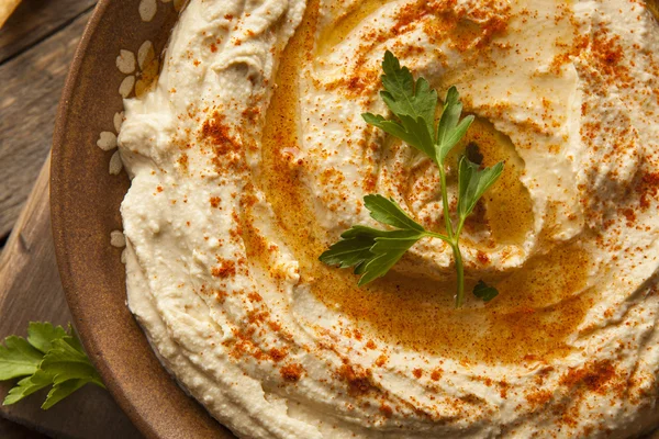 Hummus cremoso casero sano — Foto de Stock