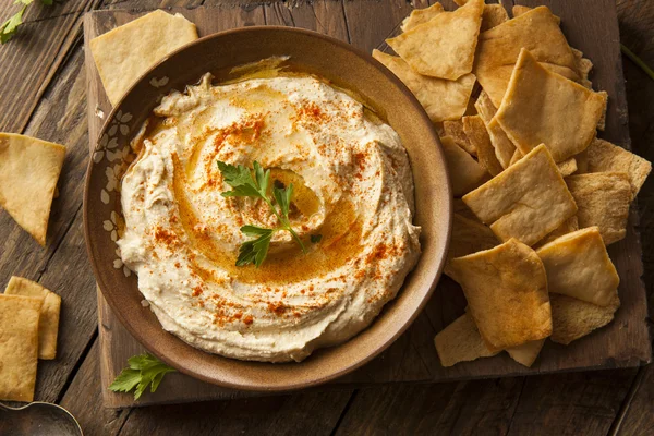 Hummus cremoso fatto in casa sano — Foto Stock