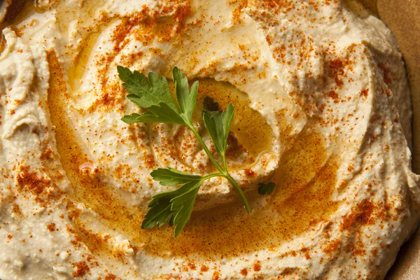 Hummus cremoso casero sano —  Fotos de Stock