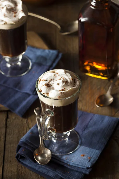 Homemade Irish Coffee with Whiskey — Stock Photo, Image