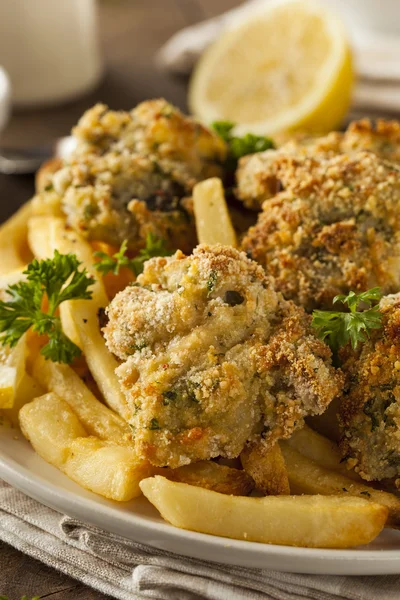 Zelfgemaakte gepaneerd gebakken oesters — Stockfoto