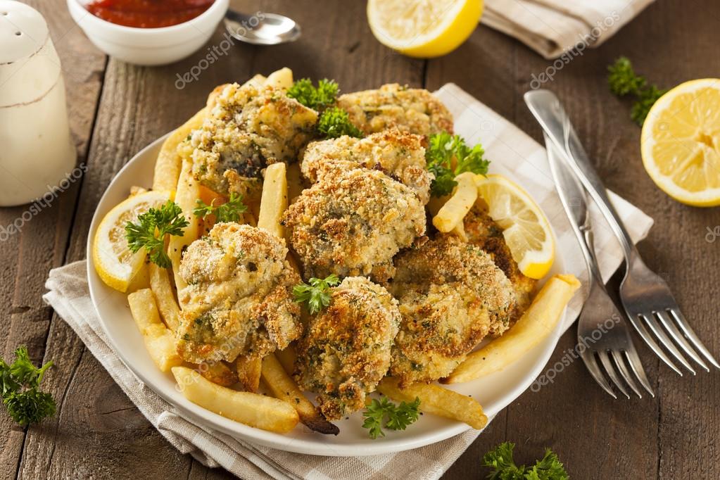 Homemade Breaded Fried Oysters — Stock Photo © bhofack2 64396965