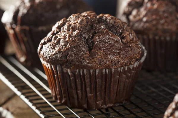 Hausgemachte Muffins aus dunkler Schokolade — Stockfoto