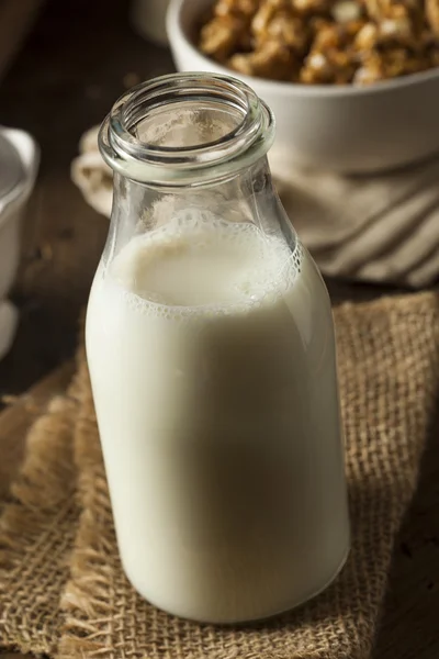 Leche entera blanca orgánica refrescante — Foto de Stock