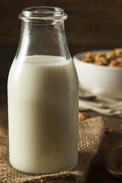 Leche entera blanca orgánica refrescante — Foto de Stock