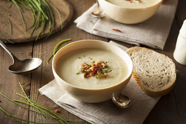 Homemade Creamy Potato and Leek Soup — Stock Image Homemade Creamy Potato and Leek Soup Stock Image