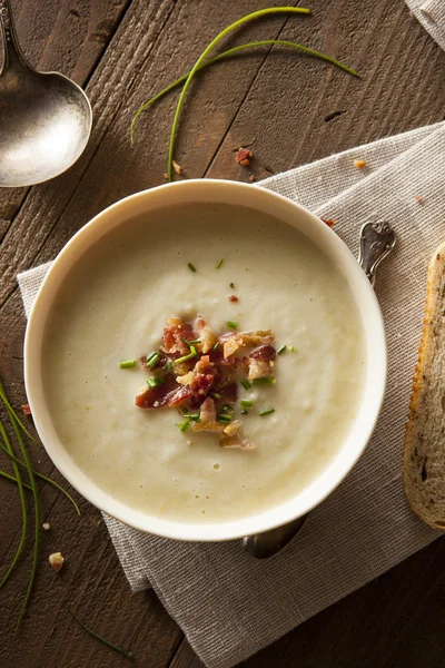 Homemade Creamy Potato and Leek Soup — Stock Image Homemade Creamy Potato and Leek Soup Stock Image