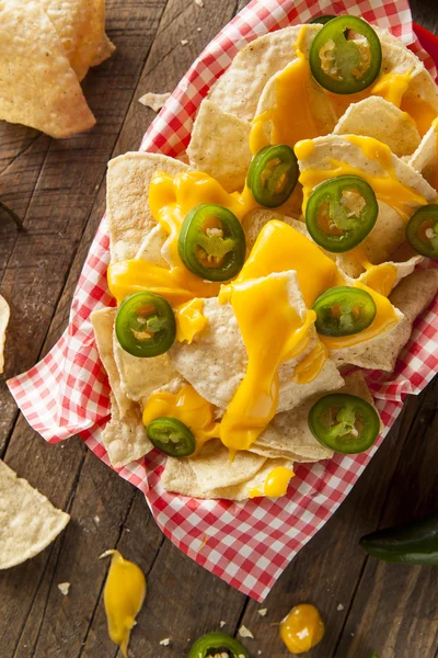 Hausgemachte Nachos mit Cheddar-Käse — Stockfoto