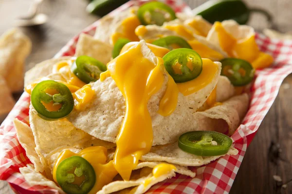 Homemade Nachos with Cheddar Cheese — Stock Photo, Image