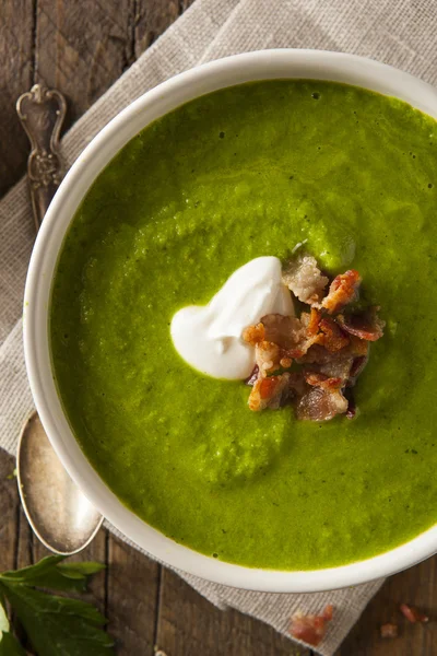 Homemade Green Spring Pea Soup & Homemade Green Spring Pea Soup Royalty Free Stock Images