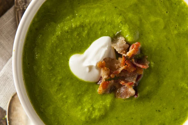 Homemade Green Spring Pea Soup — Stock Image Homemade Green Spring Pea Soup Royalty Free Stock Photos