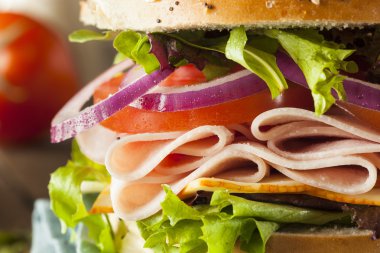 Sağlıklı hindili sandviç ekmek üzerinde