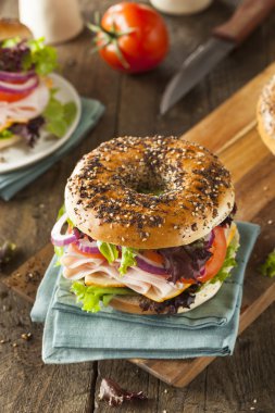 Sağlıklı hindili sandviç ekmek üzerinde