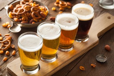 Assorted Beers in a Flight clipart