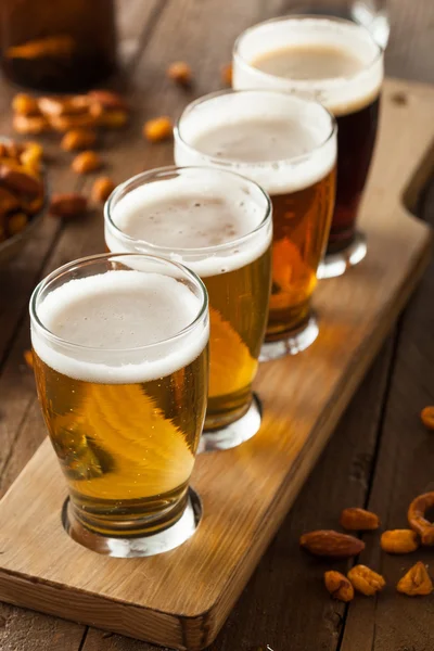 Assorted Beers in a Flight — Stock Photo, Image