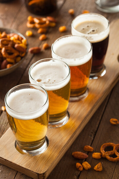 Assorted Beers in a Flight