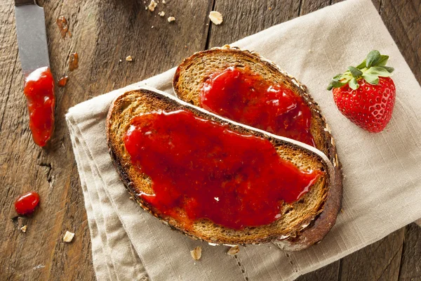Homemade Strawberry Jelly on Toast — Stock Photo, Image