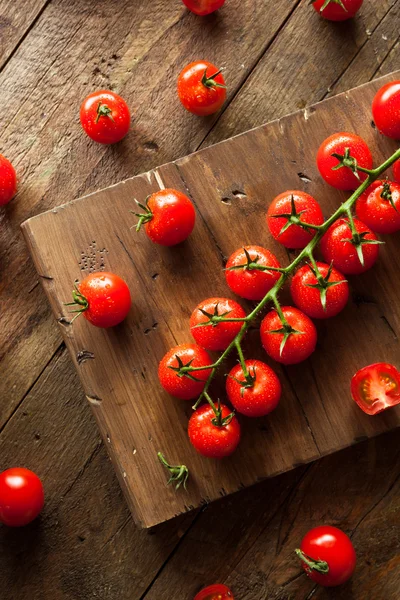 Tomates rojos de cereza orgánicos crudos — Foto de Stock