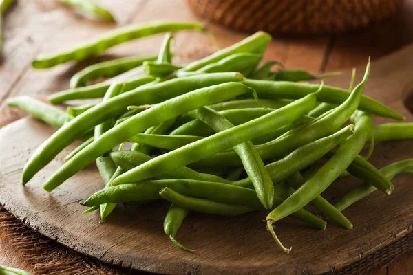 Fagioli verdi biologici crudi — Foto Stock