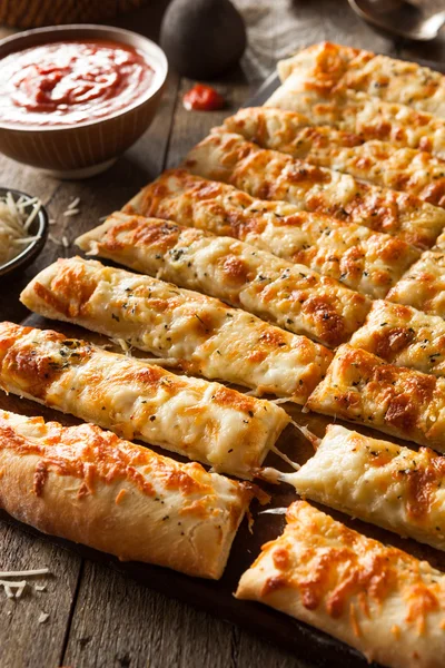 Homemade Cheesy Breadsticks with Marinara — Stock Photo, Image