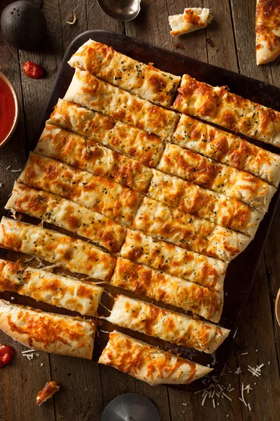 Homemade Cheesy Breadsticks with Marinara — Stock Photo, Image