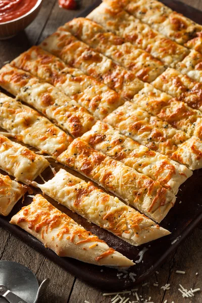 Homemade Cheesy Breadsticks with Marinara — Stock Photo, Image