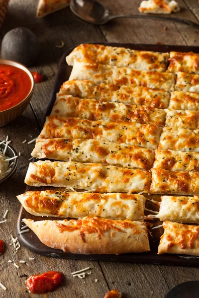 Homemade Cheesy Breadsticks with Marinara — Stock Photo, Image